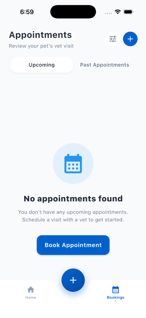 VetNow Appointments Screen